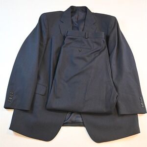 Warren Sewell 48L 42x30‎ Blue Striped Wool Mens Jacket Pants Suit